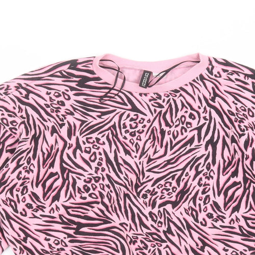 H&M Womens Pink Animal Print  Pullover Jumper Size XS