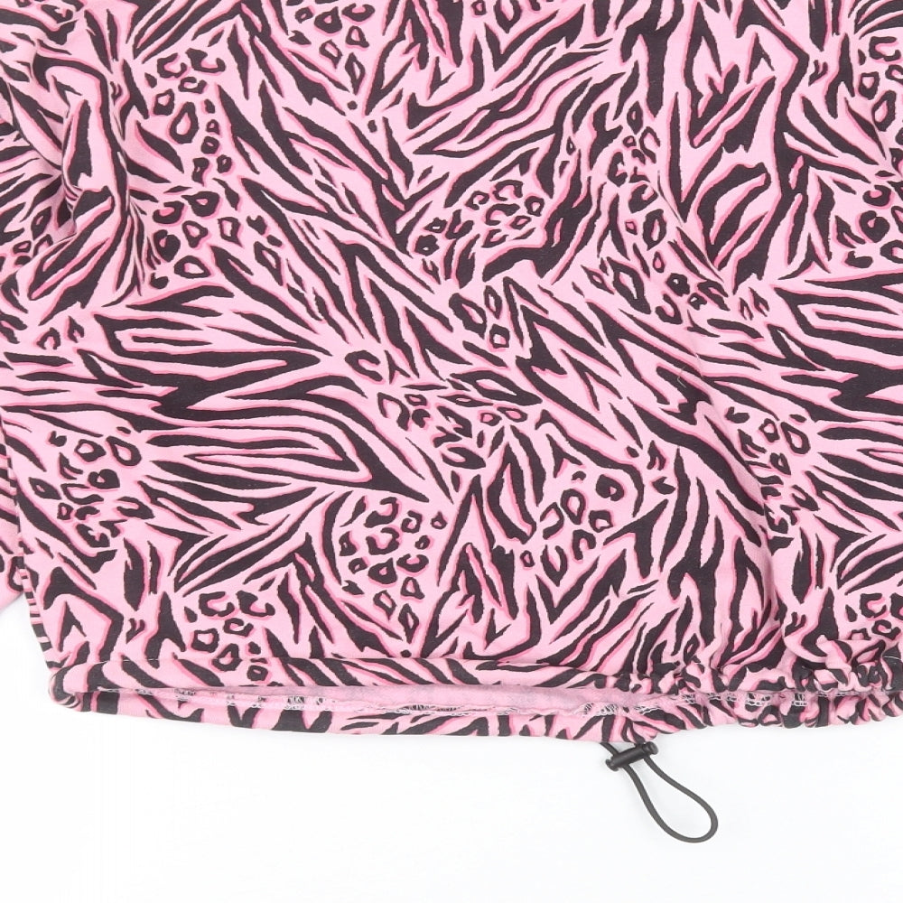 H&M Womens Pink Animal Print  Pullover Jumper Size XS