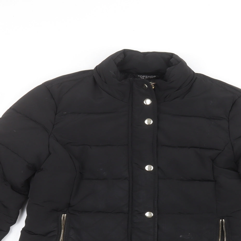Topshop Womens Black   Puffer Jacket Coat Size 8
