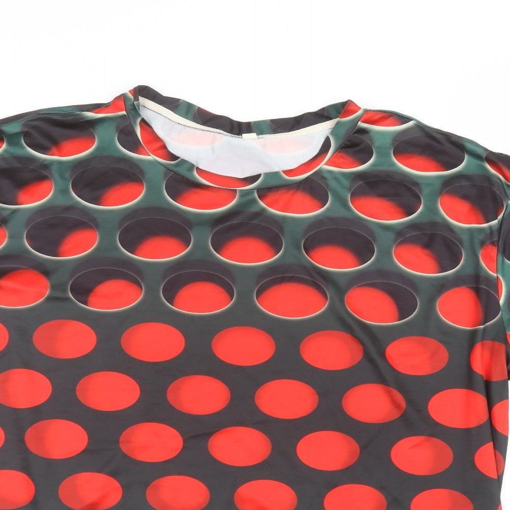 Preworn Womens Green Polka Dot  Basic T-Shirt Size XL