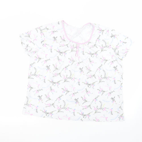 Damart Womens White Floral  Basic T-Shirt Size L