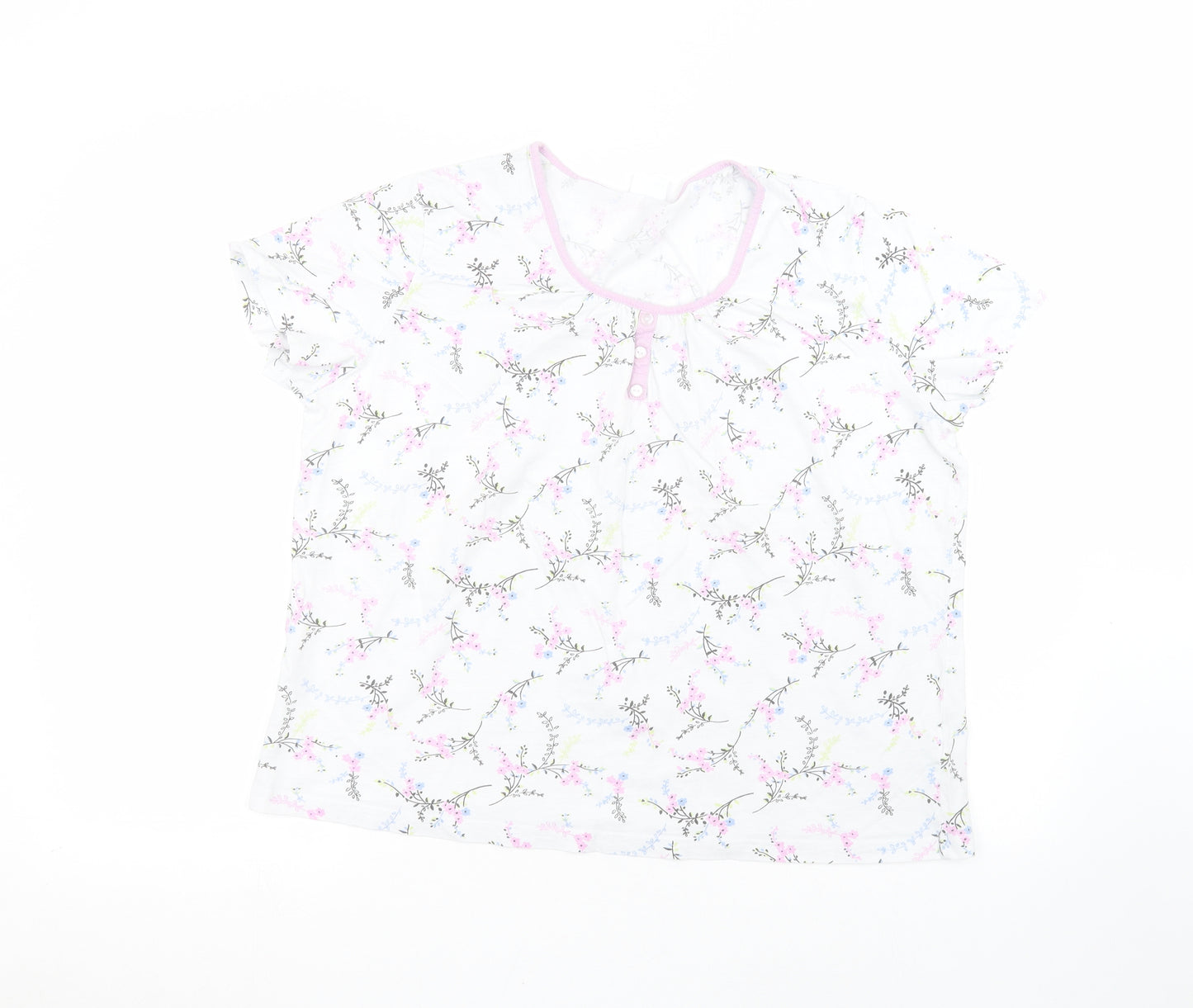 Damart Womens White Floral  Basic T-Shirt Size L