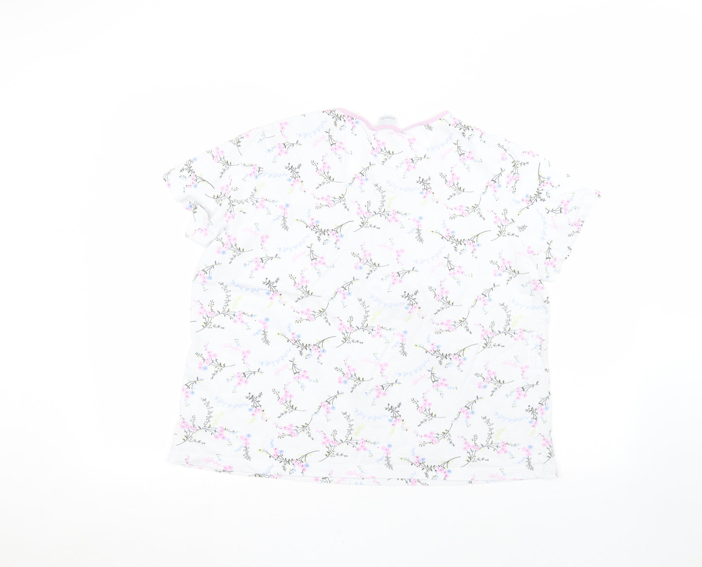 Damart Womens White Floral  Basic T-Shirt Size L