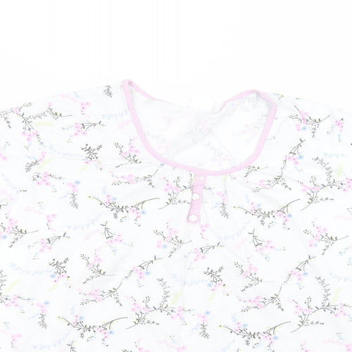 Damart Womens White Floral  Basic T-Shirt Size L