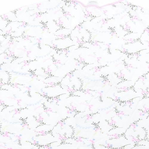 Damart Womens White Floral  Basic T-Shirt Size L