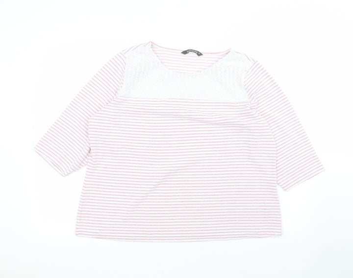 Bonmarché Womens Pink Striped Pullover Jumper Size 20