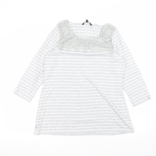 Love leisure Womens White Striped  Pullover Jumper Size 16