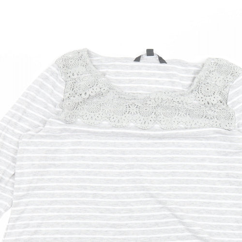 Love leisure Womens White Striped  Pullover Jumper Size 16