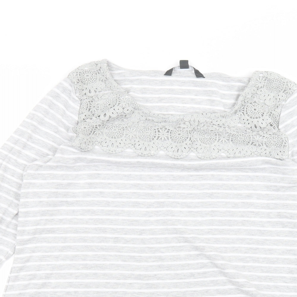 Love leisure Womens White Striped  Pullover Jumper Size 16