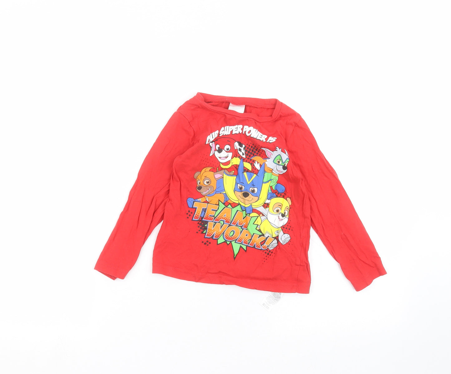 Avon Boys Red   Basic T-Shirt Size 3-4 Years  - paw patrol