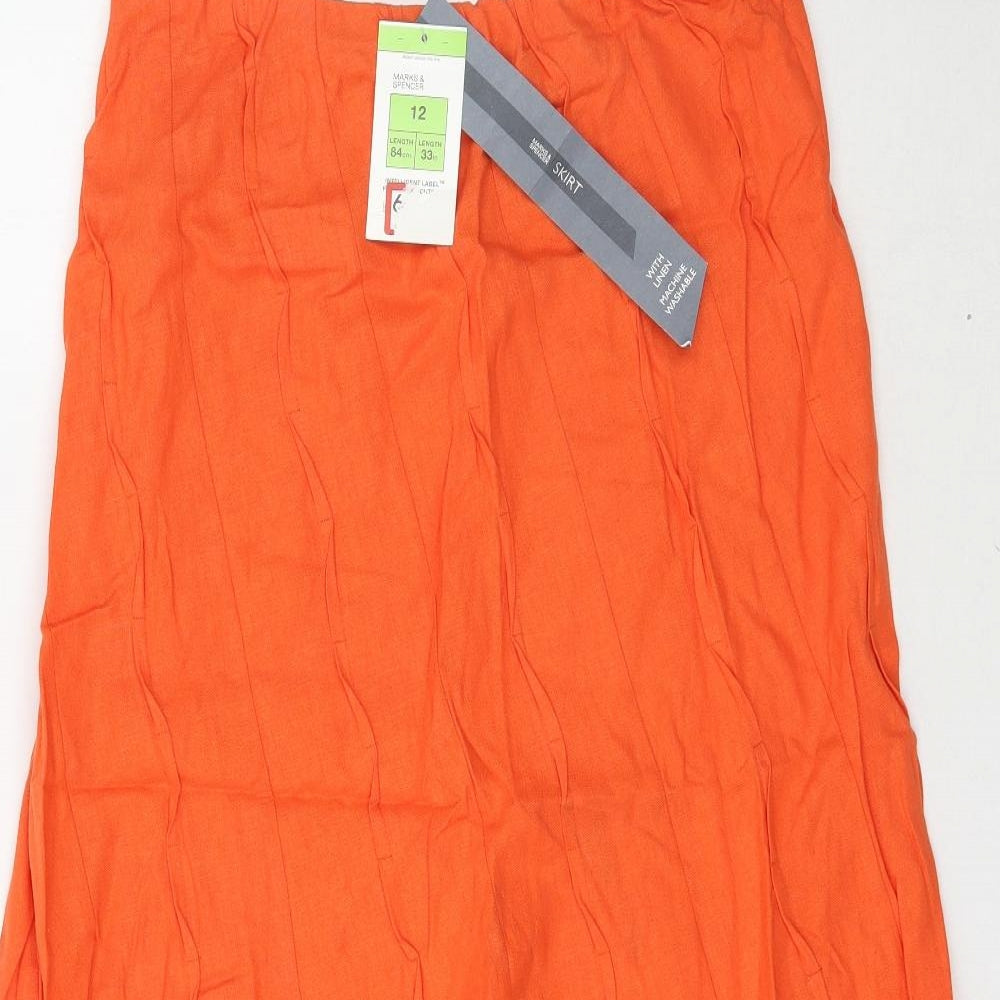 Marks and Spencer Womens Orange   A-Line Skirt Size 12