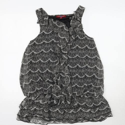Uttam London Womens Black Floral  Basic Blouse Size S