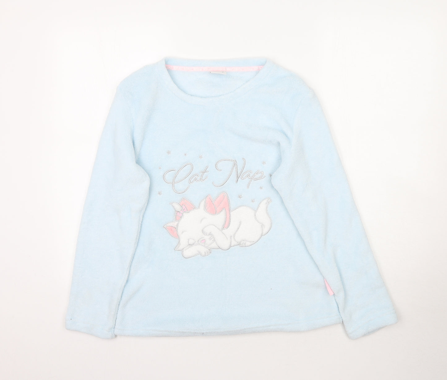 Disney Womens Blue Solid  Top Pyjama Top Size S  - Fluffy Cat Nap