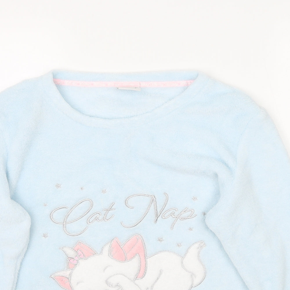Disney Womens Blue Solid  Top Pyjama Top Size S  - Fluffy Cat Nap