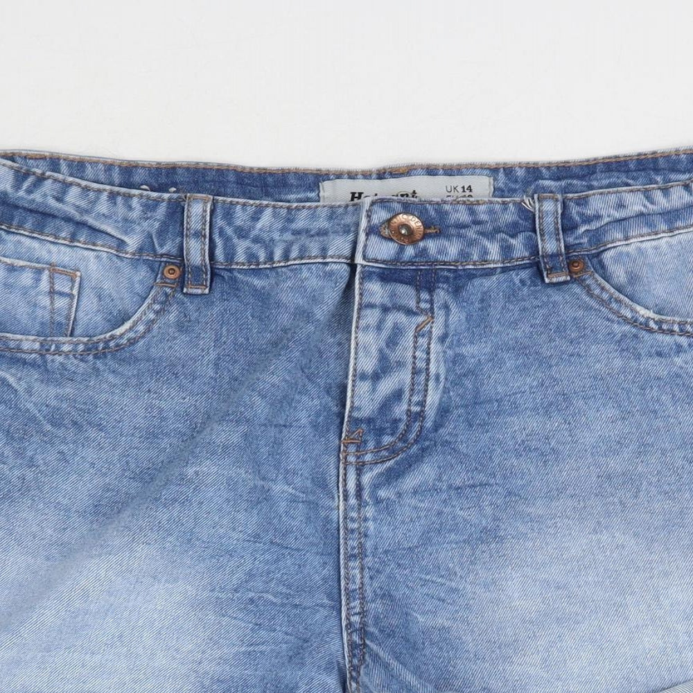 New Look Womens Blue  Denim Hot Pants Shorts Size 14
