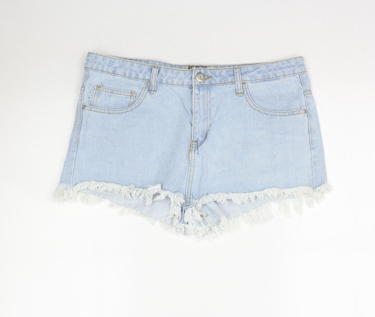 Boohoo Womens Blue  Denim Cut-Off Shorts Size 16