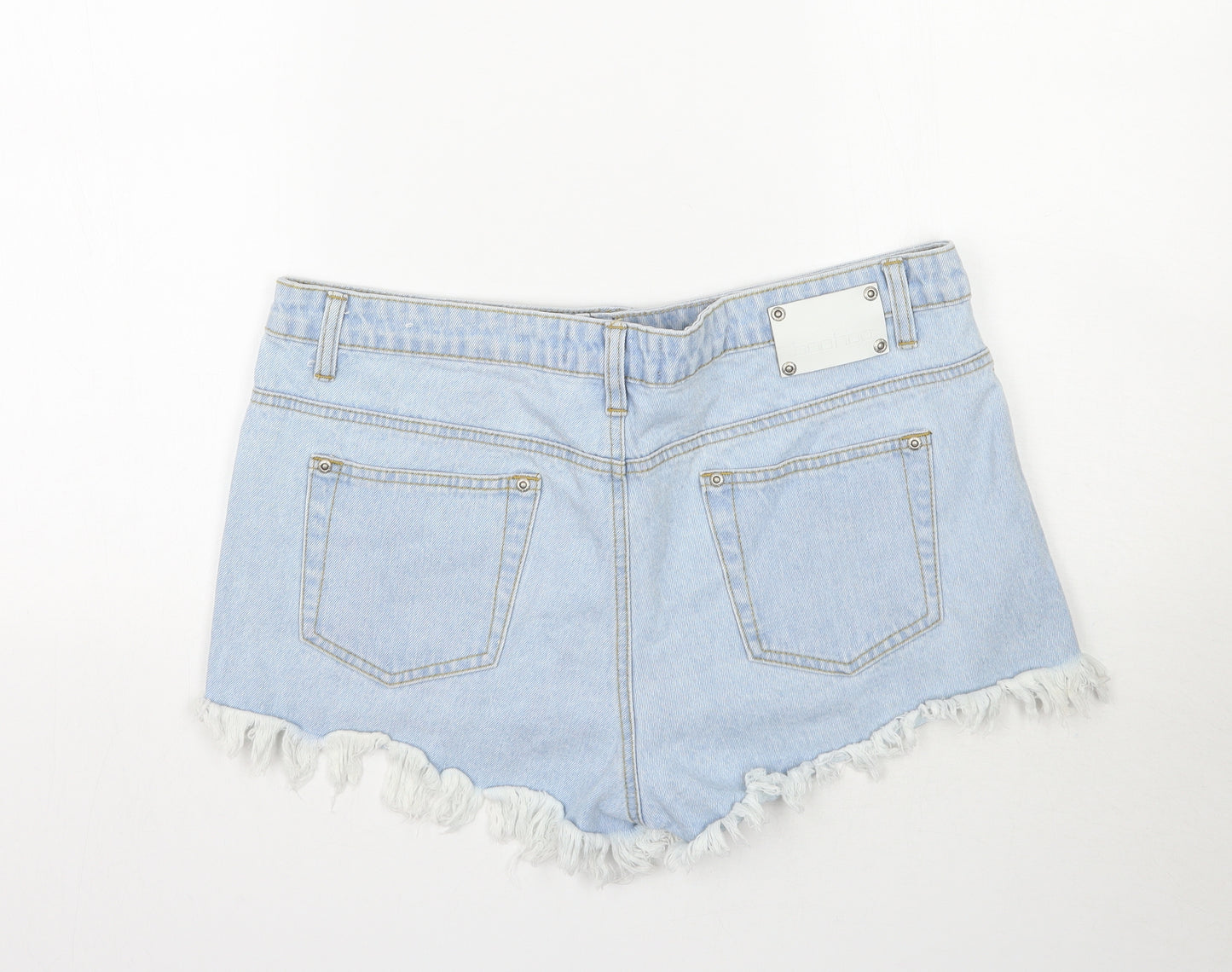 Boohoo Womens Blue  Denim Cut-Off Shorts Size 16