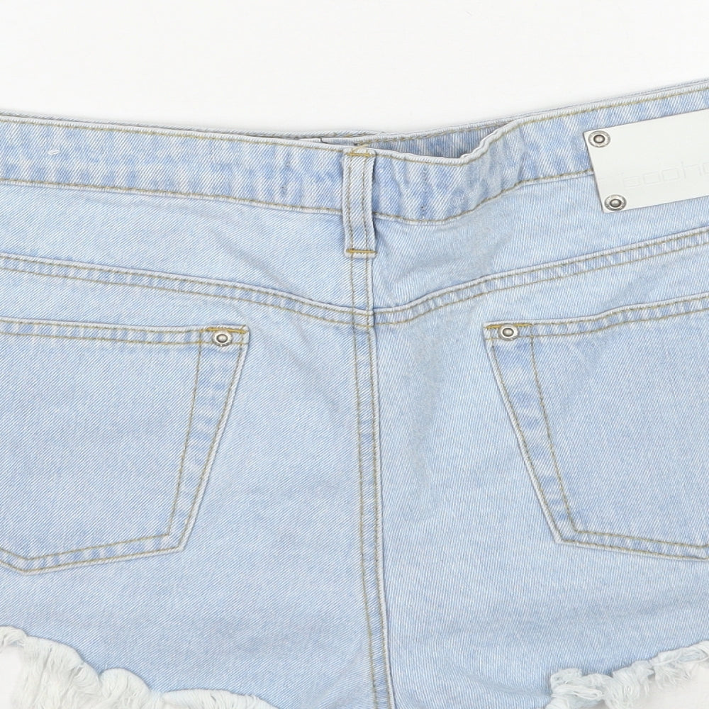 Boohoo Womens Blue  Denim Cut-Off Shorts Size 16