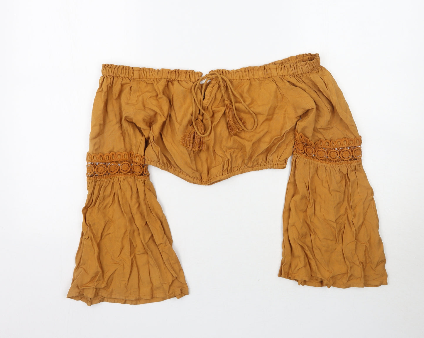 Missyempire Womens Yellow   Cropped Blouse Size 8  - Mustard