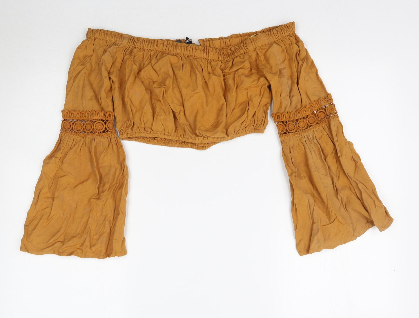 Missyempire Womens Yellow   Cropped Blouse Size 8  - Mustard