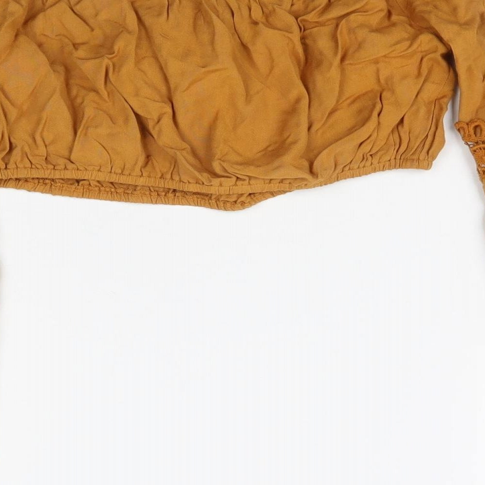 Missyempire Womens Yellow   Cropped Blouse Size 8  - Mustard