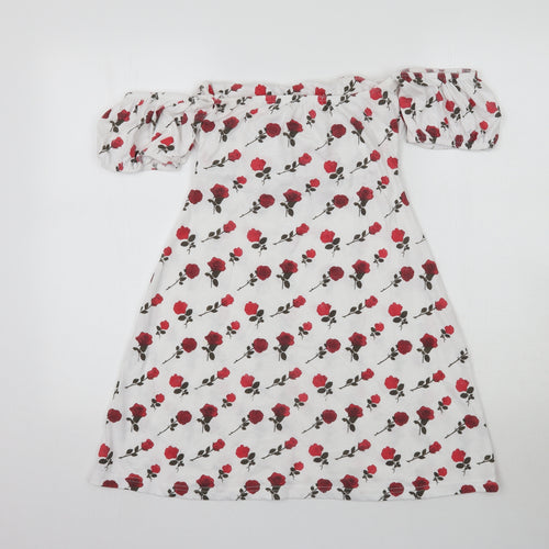 Missguided Womens White Floral  Mini  Size 10