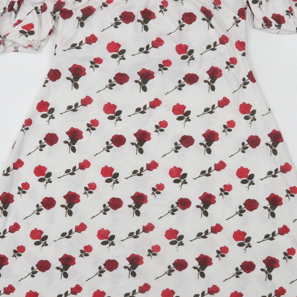 Missguided Womens White Floral  Mini  Size 10