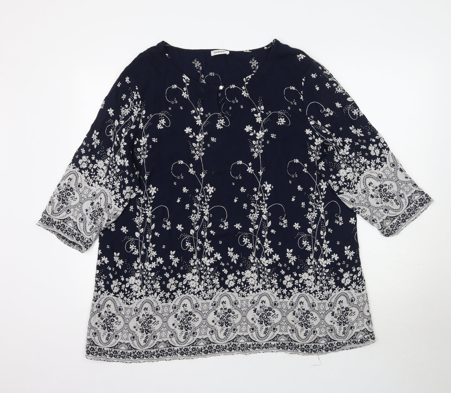 Damart Womens Blue Floral  Basic Blouse Size 24