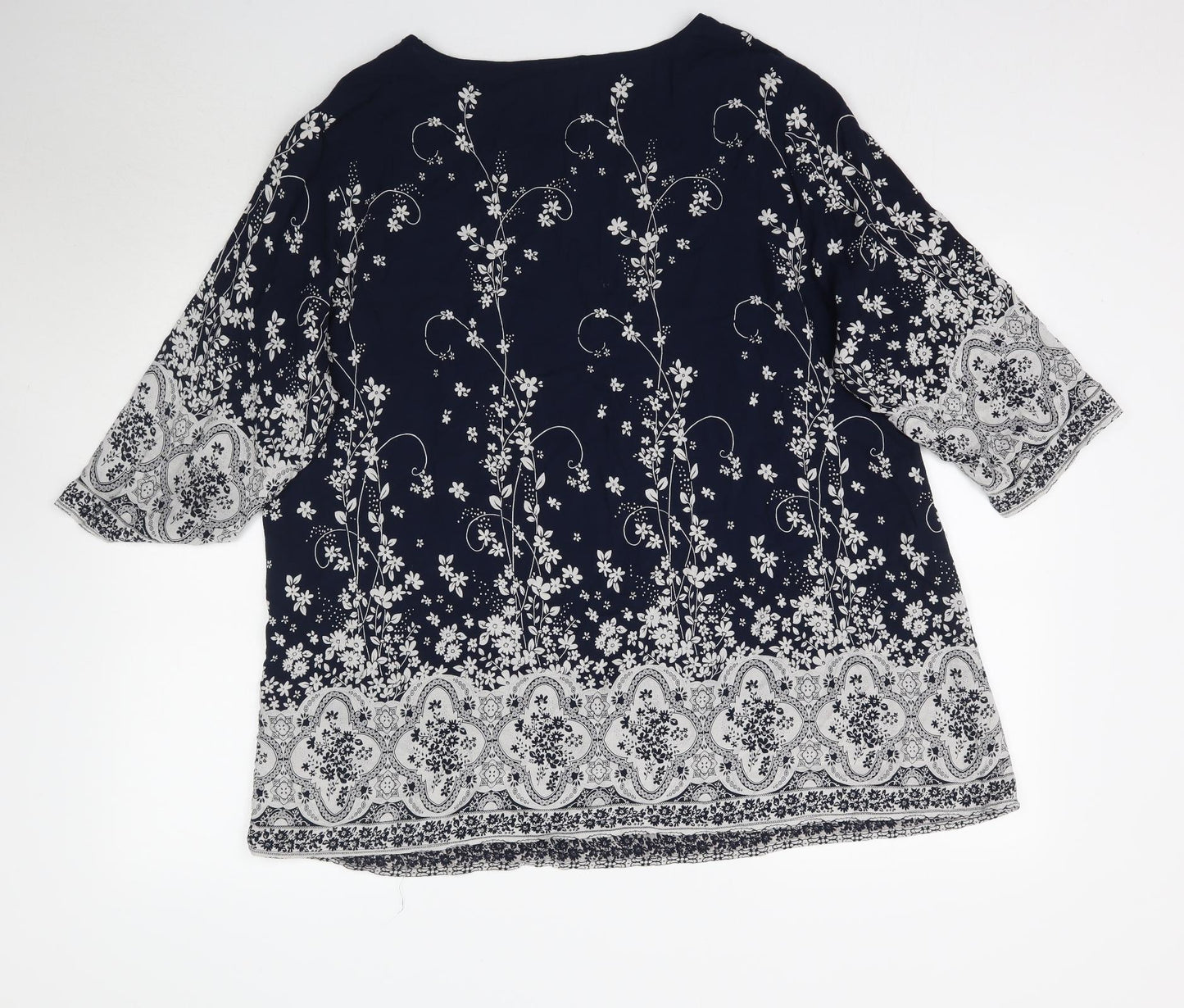 Damart Womens Blue Floral  Basic Blouse Size 24