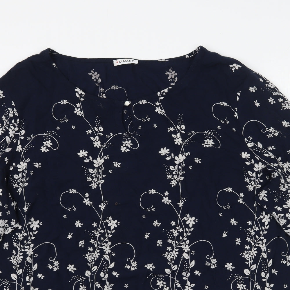 Damart Womens Blue Floral  Basic Blouse Size 24