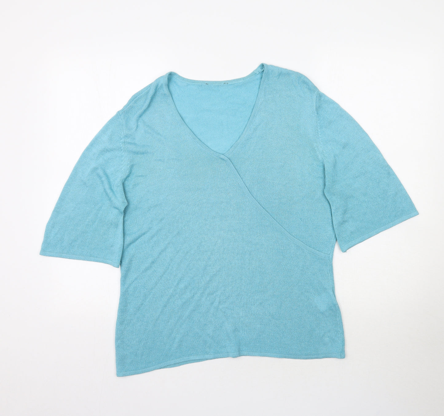 Preworn Womens Blue  Woven Basic Blouse Size 16
