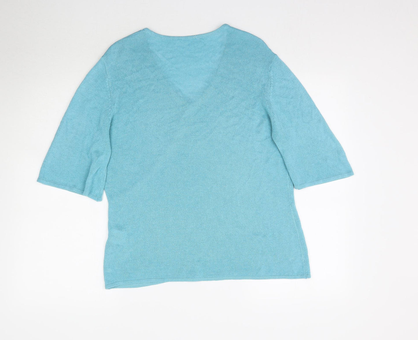 Preworn Womens Blue  Woven Basic Blouse Size 16