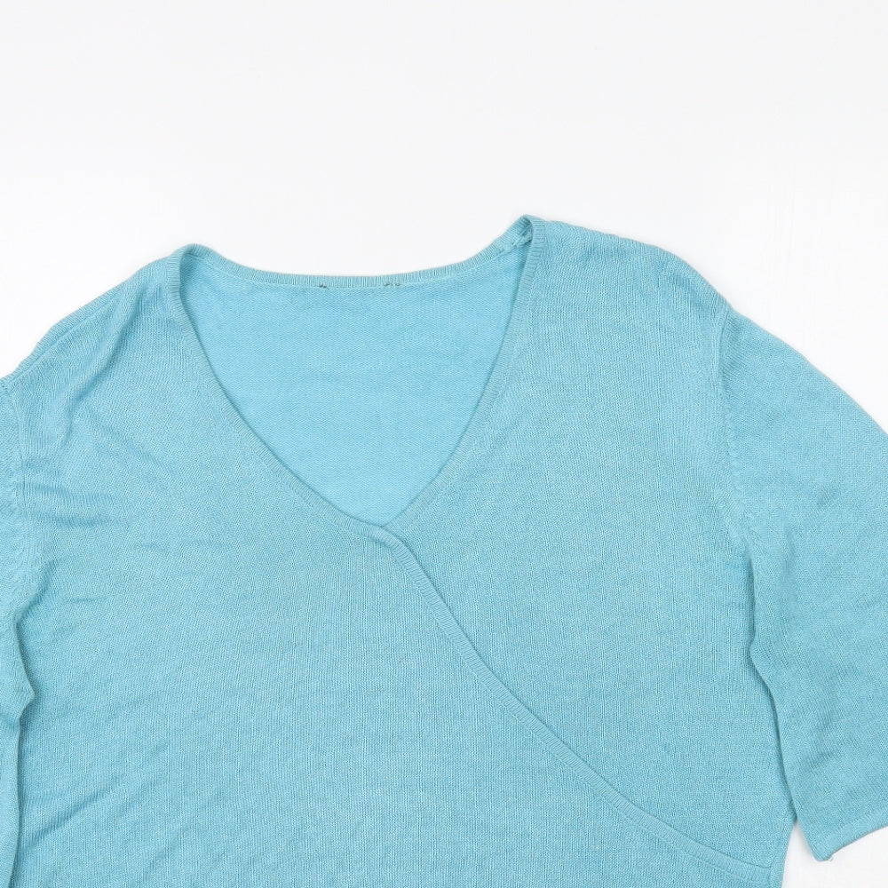 Preworn Womens Blue  Woven Basic Blouse Size 16
