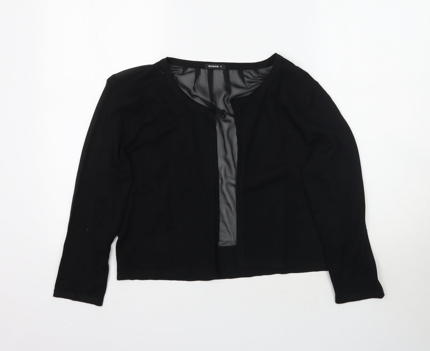 Roman Womens Black   Cardigan Jumper Size 16  - Mesh back