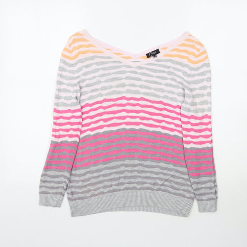 Eureca Womens Multicoloured Striped Knit Pullover Jumper Size 12