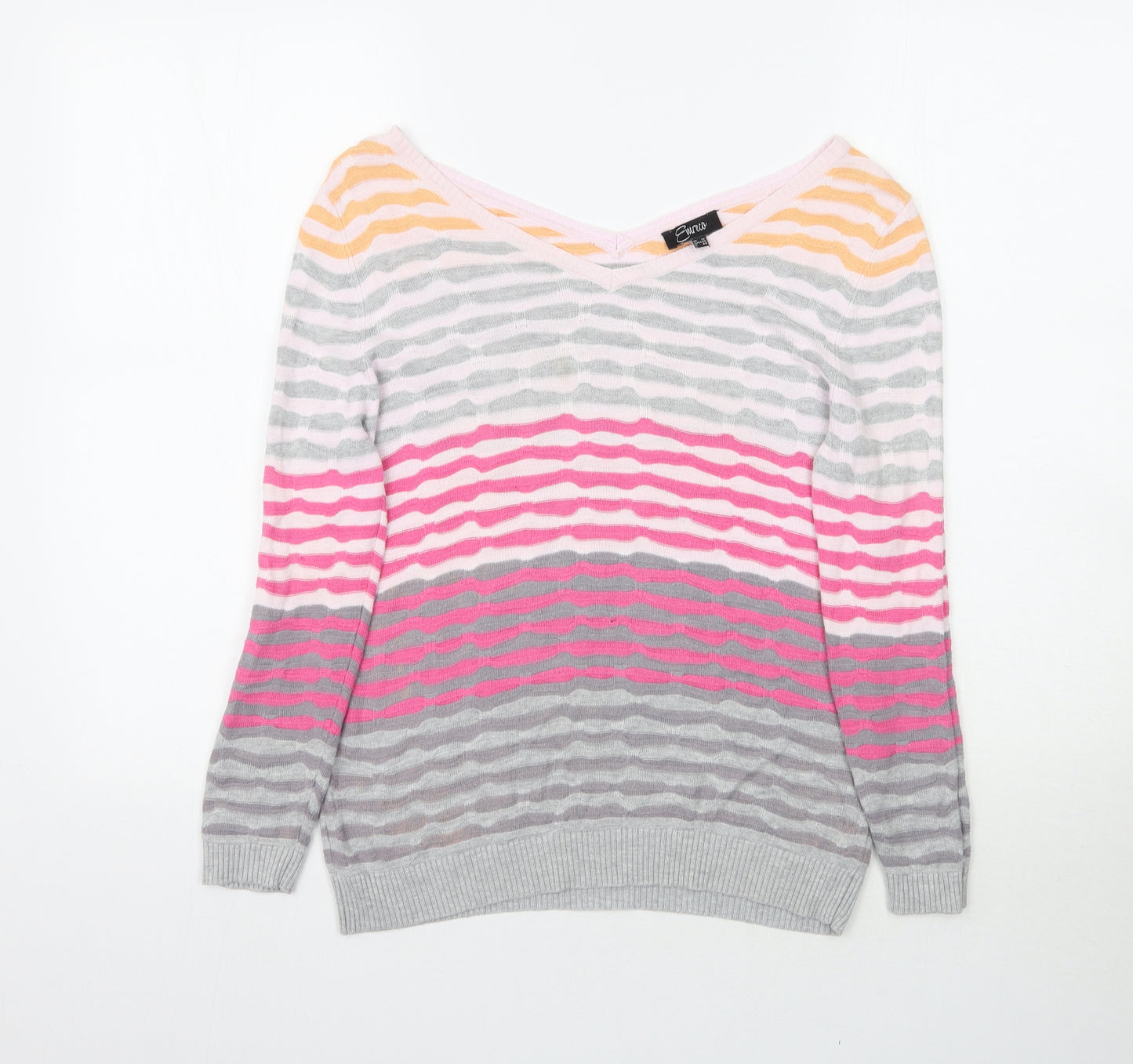 Eureca Womens Multicoloured Striped Knit Pullover Jumper Size 12