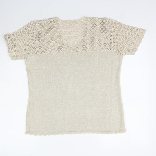 Berkertex Womens Beige  Woven Basic Blouse Size 14