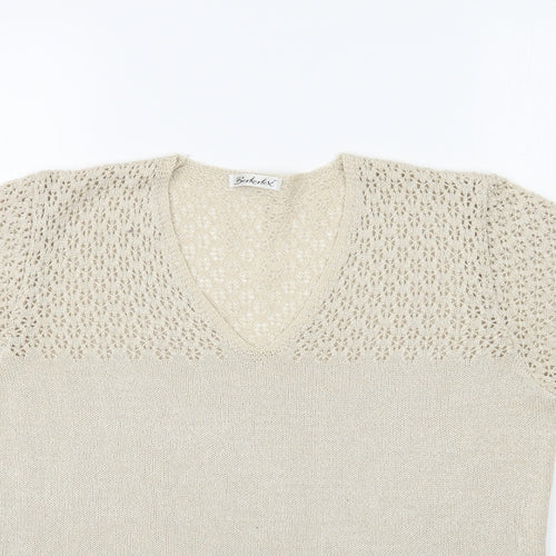 Berkertex Womens Beige  Woven Basic Blouse Size 14