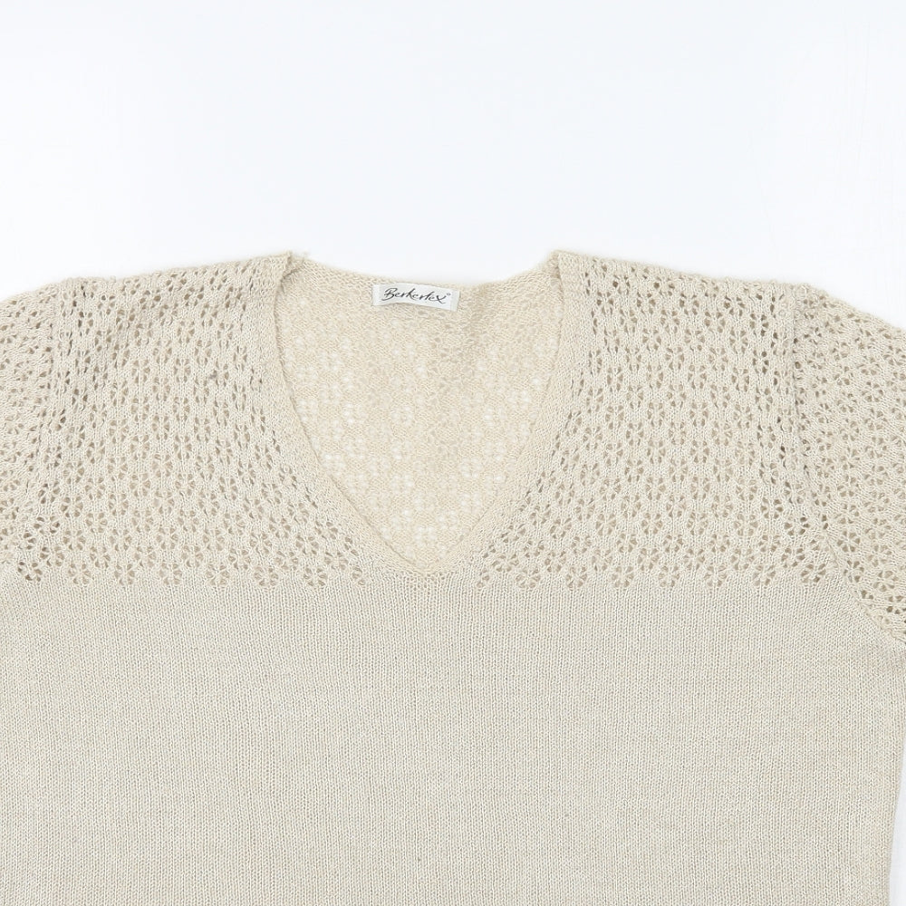 Berkertex Womens Beige  Woven Basic Blouse Size 14