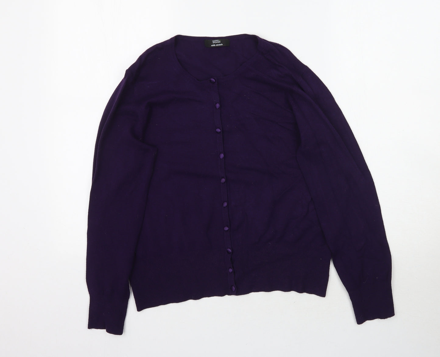 Marks and Spencer Womens Purple  Knit Cardigan Jumper Size 16