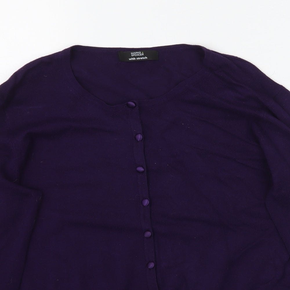 Marks and Spencer Womens Purple  Knit Cardigan Jumper Size 16