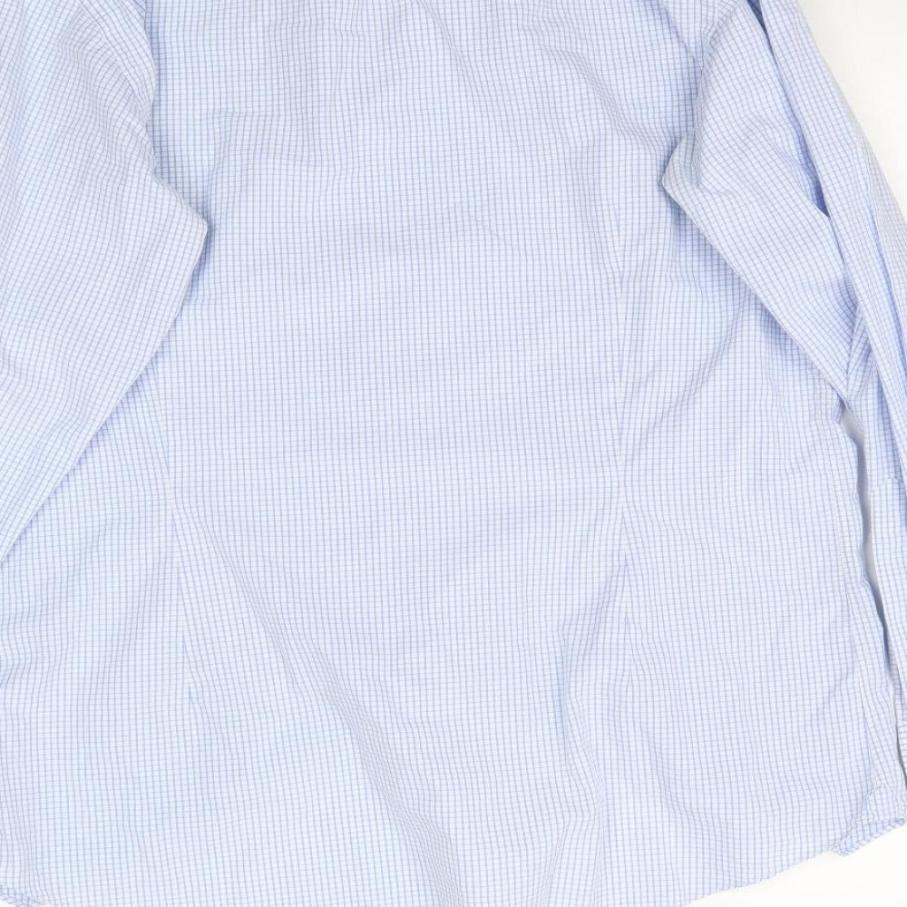 Hawes & Curtis Mens Blue Plaid   Dress Shirt Size 15.5