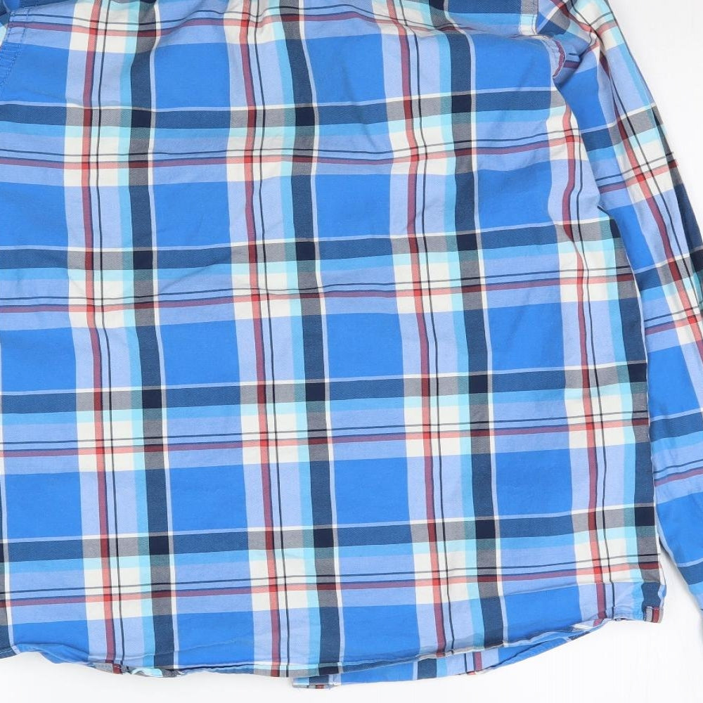 Abercrombie & Fitch Mens Blue Plaid   Button-Up Size L