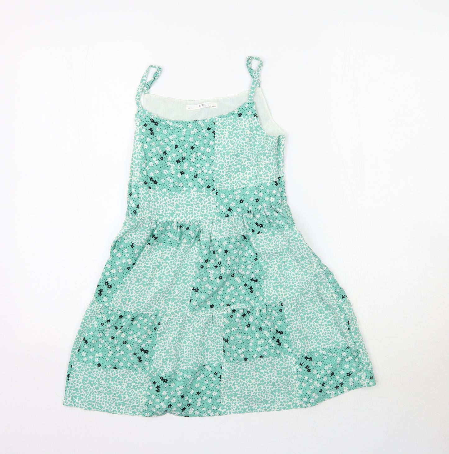 Marks and Spencer Girls Green Floral  A-Line  Size 9-10 Years