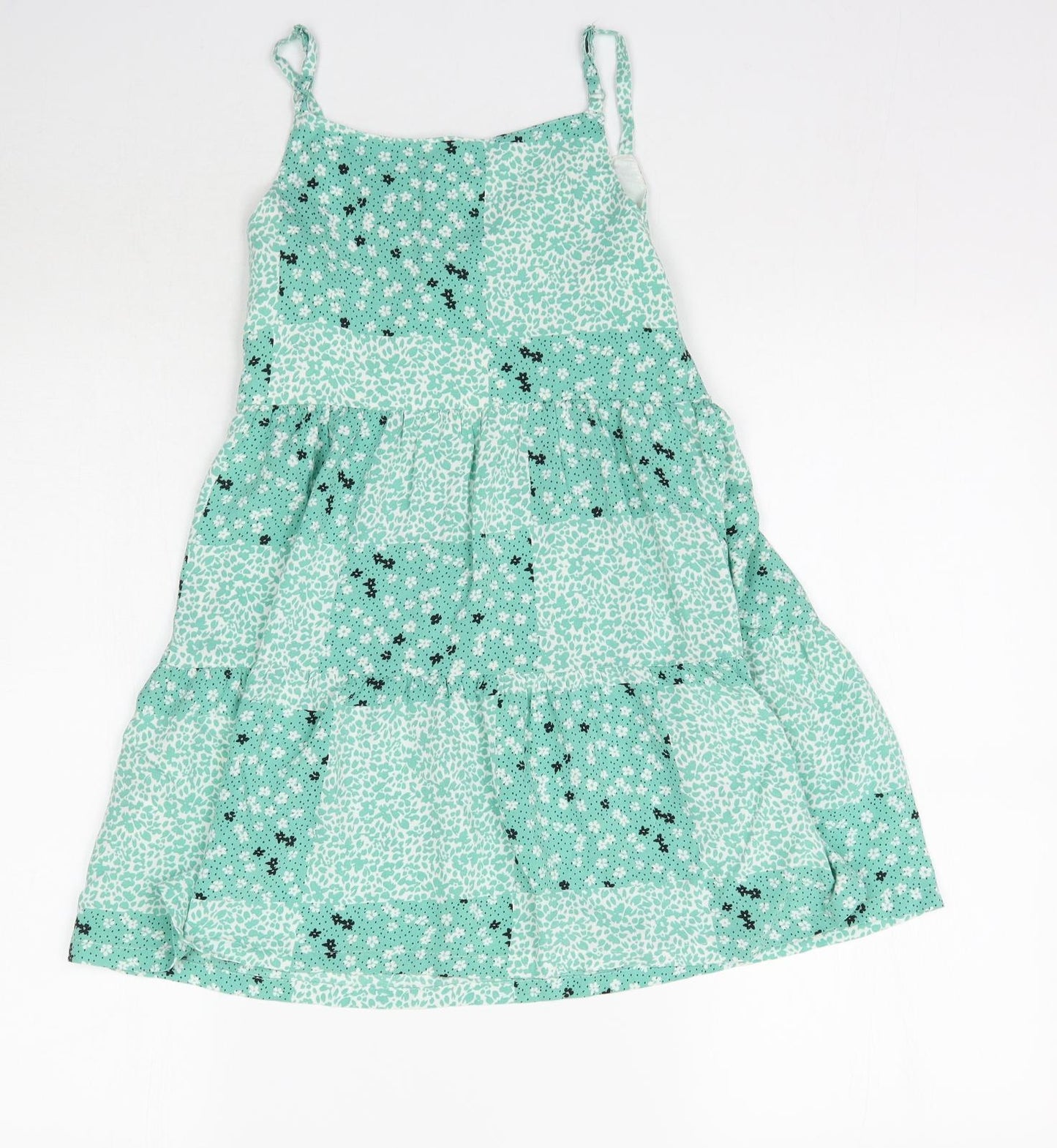 Marks and Spencer Girls Green Floral  A-Line  Size 9-10 Years