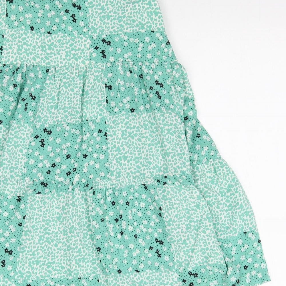 Marks and Spencer Girls Green Floral  A-Line  Size 9-10 Years