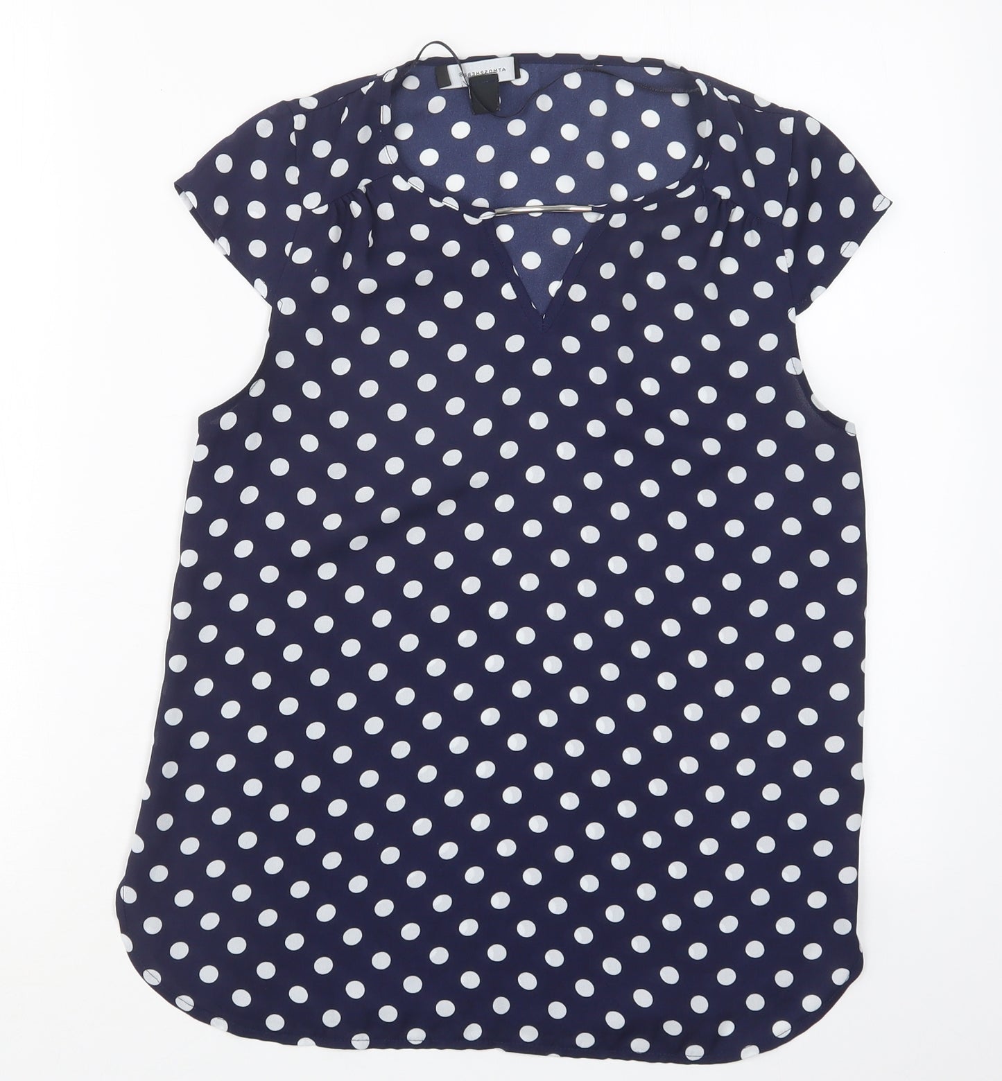 Atmosphere Womens Blue Polka Dot  Basic Blouse Size 8