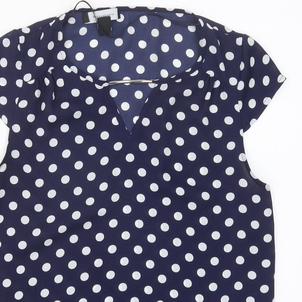 Atmosphere Womens Blue Polka Dot  Basic Blouse Size 8