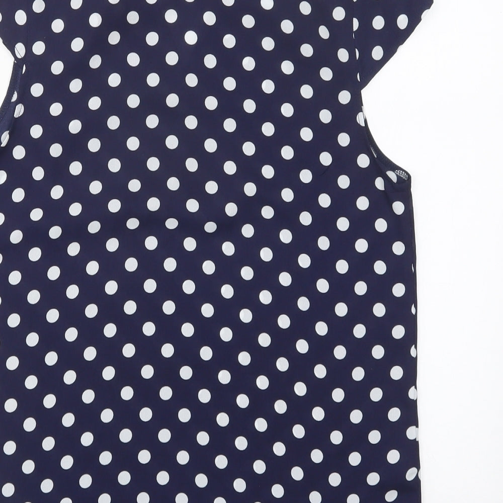 Atmosphere Womens Blue Polka Dot  Basic Blouse Size 8