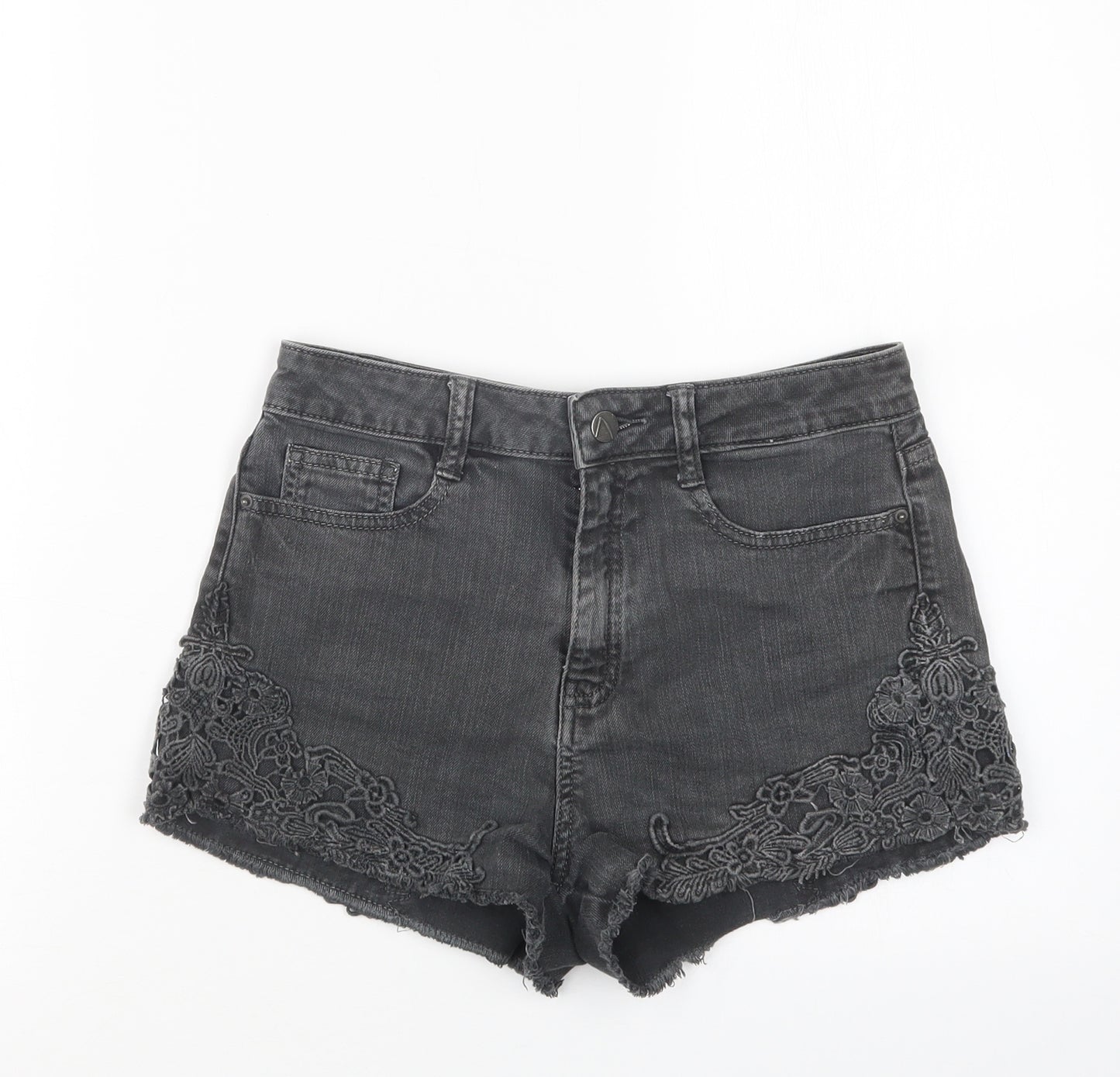 Pimkie Womens Grey  Denim Hot Pants Shorts Size 26 in